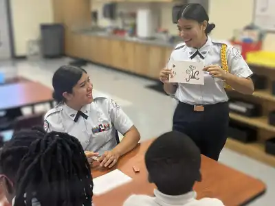 Two East Meck Cadets Leading Group Exercise